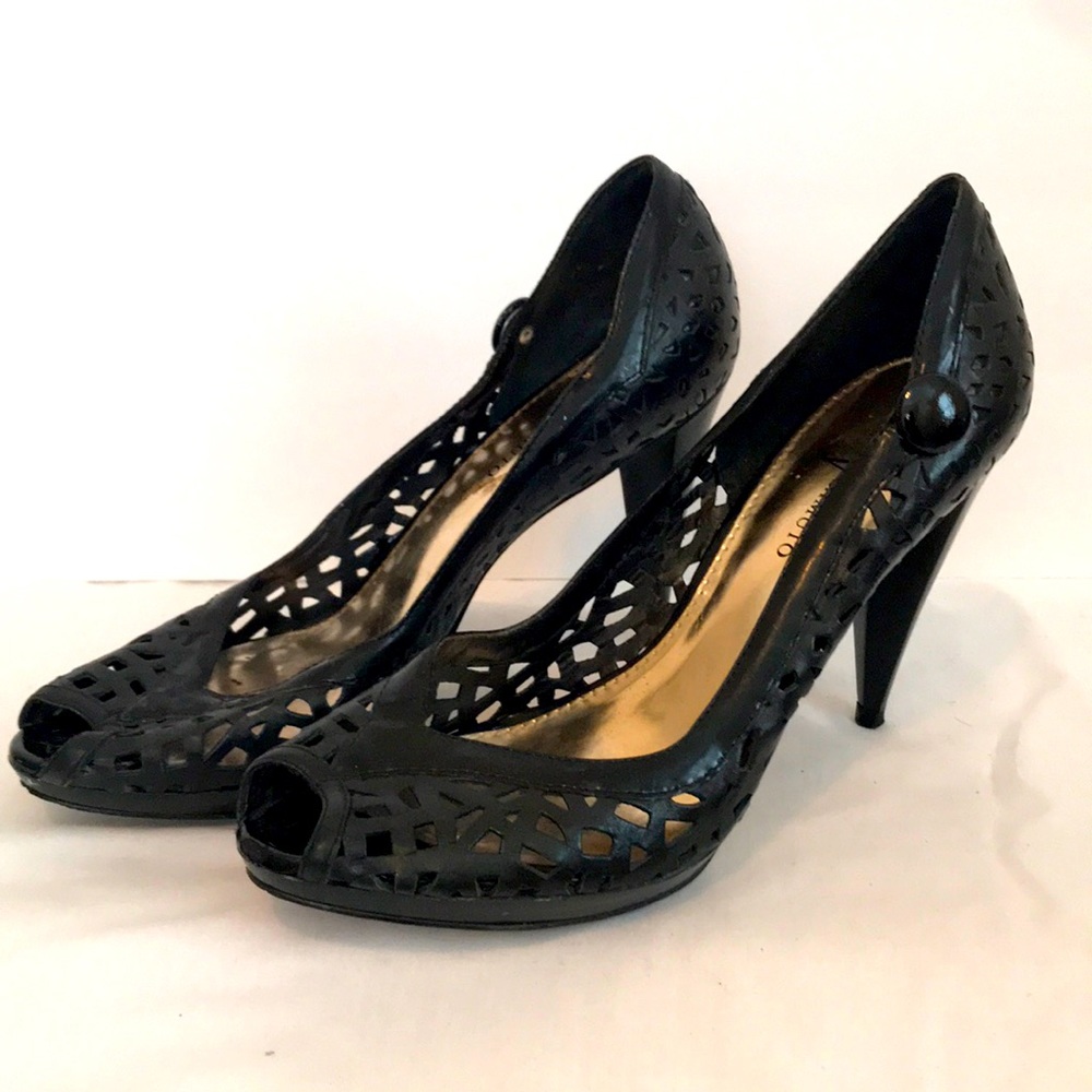 Vince Camuto black cut out heels